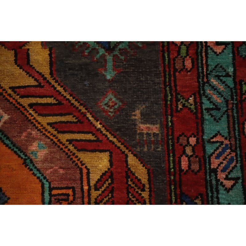 Hand Knotted Oriental 100% Wool Carpet Traditional Tribal Greys & Charcoal Ardebil Runner Rug - 11' 2'' X 3' 3''