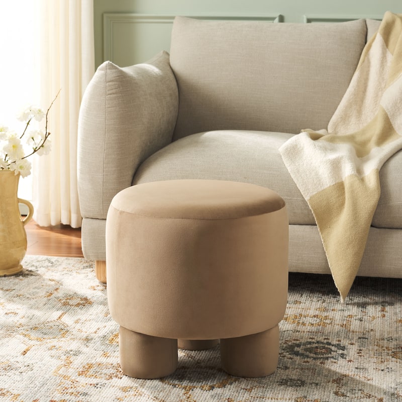 SAFAVIEH Naref Upholstered Ottoman Foot Stool - Tan