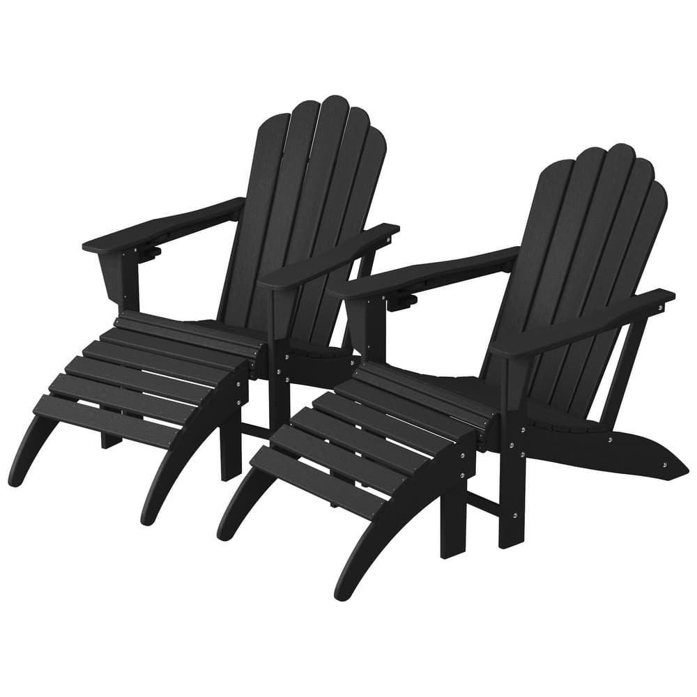 Aderson Outdoor Poly Adirondack Chair with Ottoman 4-Piece Set