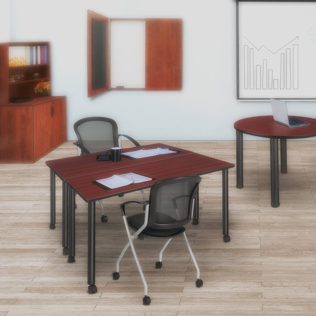 42 x 24 in. Mobile Training Seminar Table- Mahogany Top, Black Legs