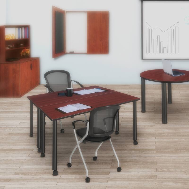 48 x 24 in. Mobile Training Seminar Table- Mahogany Top, Black Legs