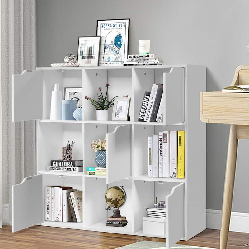 Gymax 9 Cube Bookcase Cabinet Wood Bookcase Storage Shelves Room - See Details