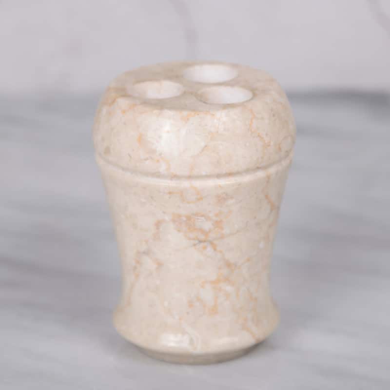 Creative Home Fluted Collection Champagne Marble Toothbrush Holder, Tooth Brush Holder - Beige