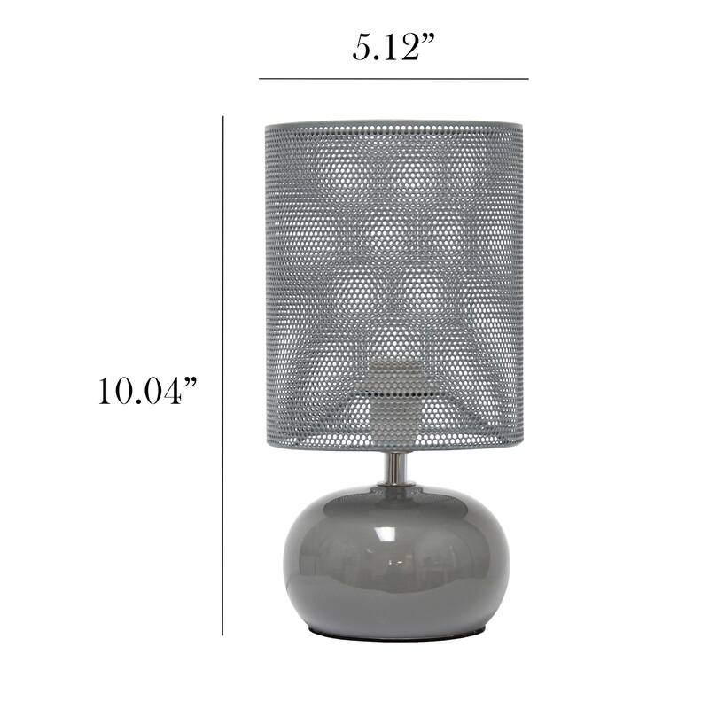 Mini Bedside Ceramic Table Lamp with Mesh Shade - 10" - Gray