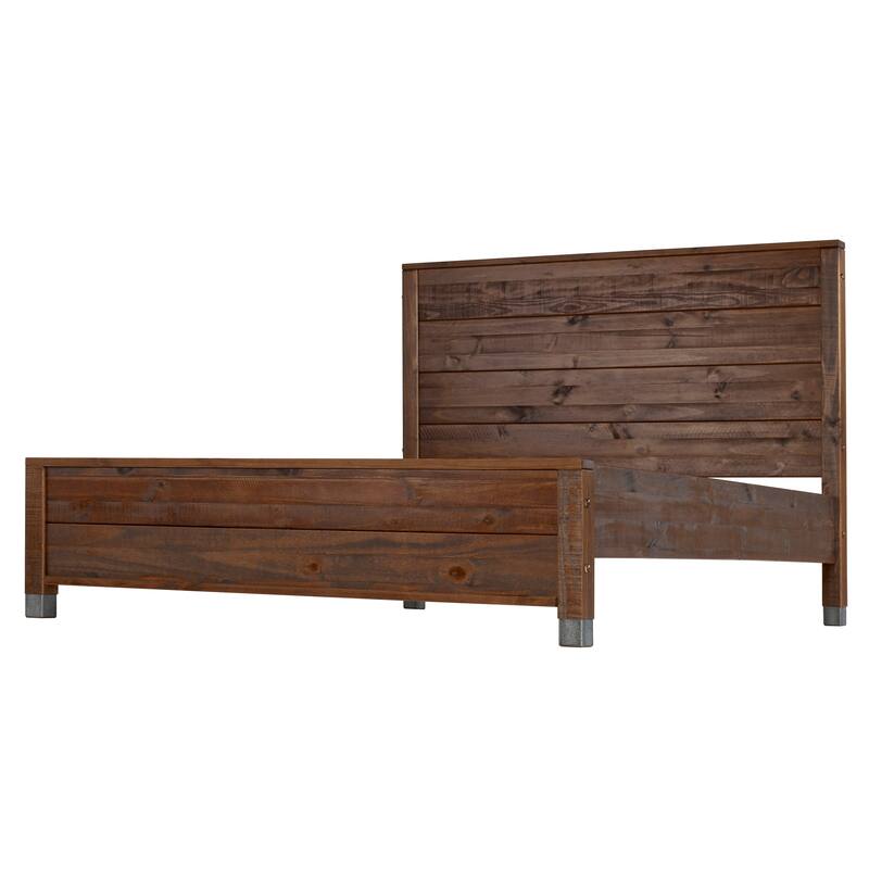 Boho Platform Bed - Rustic Wood Bed Frame, Queen Size, No Box Spring Needed, Easy Assembly, Solid Wood Mattress Support