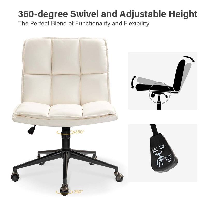 Judy Mid-century Modern Oversize Faux Leather Swivel Tilting Task Office Chair By HULALAHOME