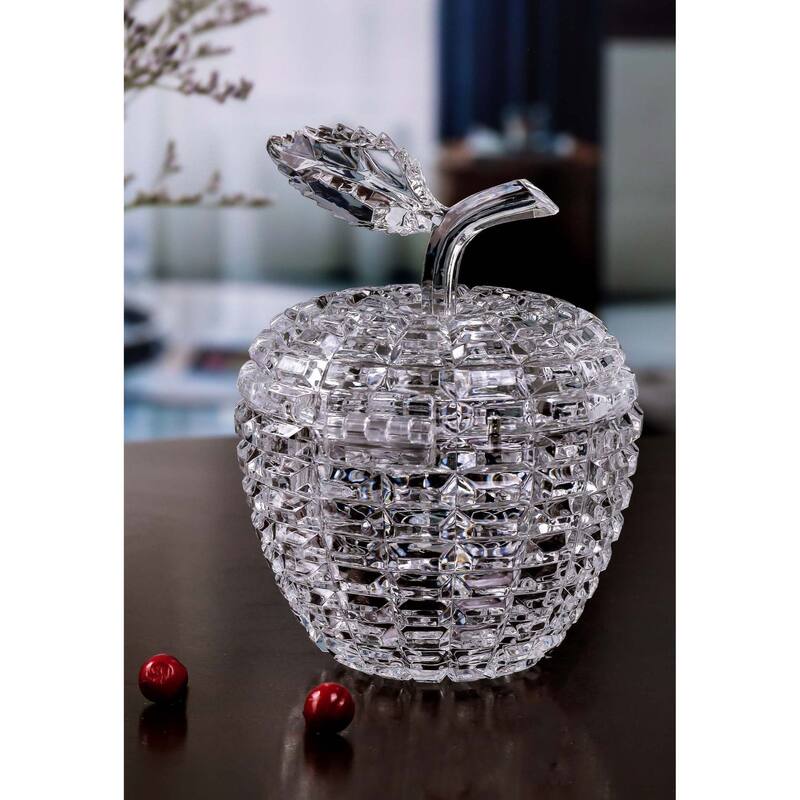 Diamond Cut Apple Decorative Jars - 5.5" - Clear - Set of 4