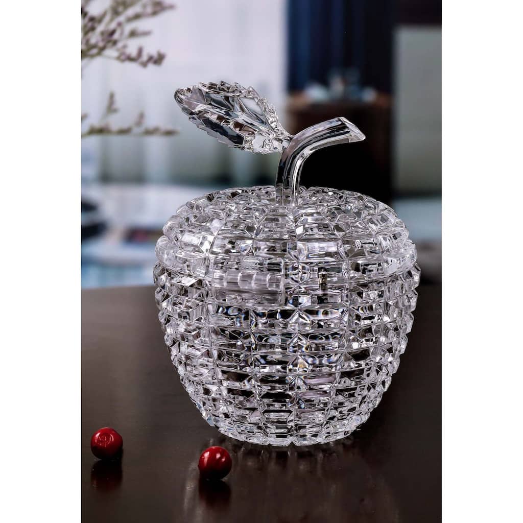 Diamond Cut Apple Decorative Jars - 5.5" - Clear - Set of 4