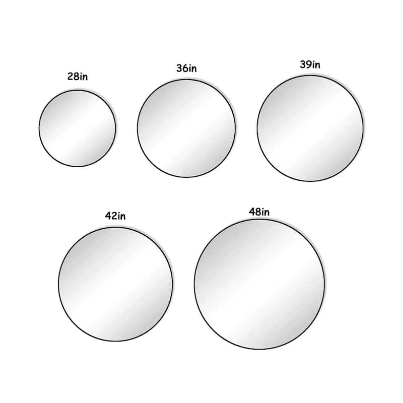 48" Wall Mounted Circular Mirror Metal Framed Mirror