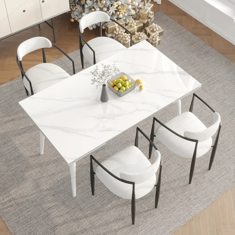 94.48" Rectangular Extendable Sintered Stone Dining Table
