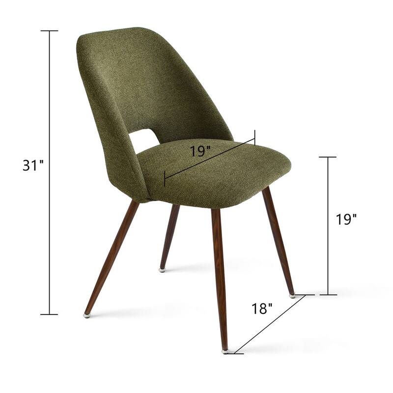 Upholstered Cutout Back Dining Chair with Walnut Leg(Set of 4)