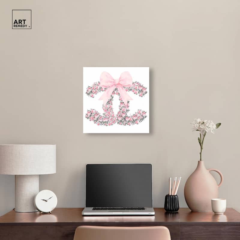 Makes Me Wonder Pink Bow Canvas by Art Remedy, Gallery Wrapped