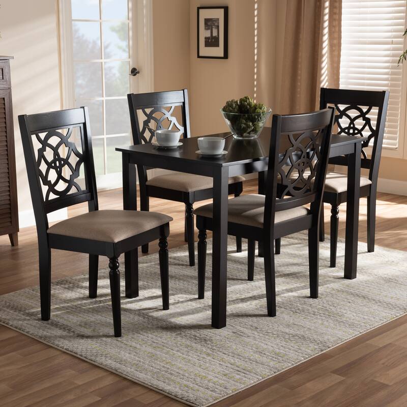 Renaud Modern Grey and Walnut Brown Wood 5-Piece Dining Set