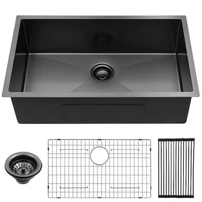 Single Bowl Farmhouse Kitchen Sink with Strainer Basket