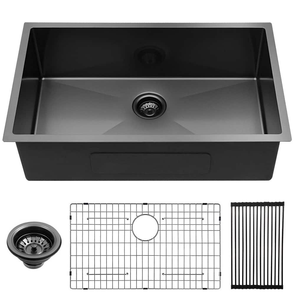 Single Bowl Farmhouse Kitchen Sink with Strainer Basket