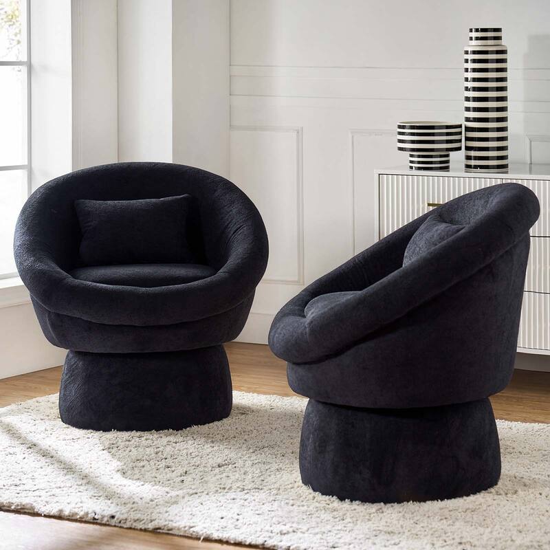 Patti Modern Upholstered Swivel Barrel Chair by HULALA HOME