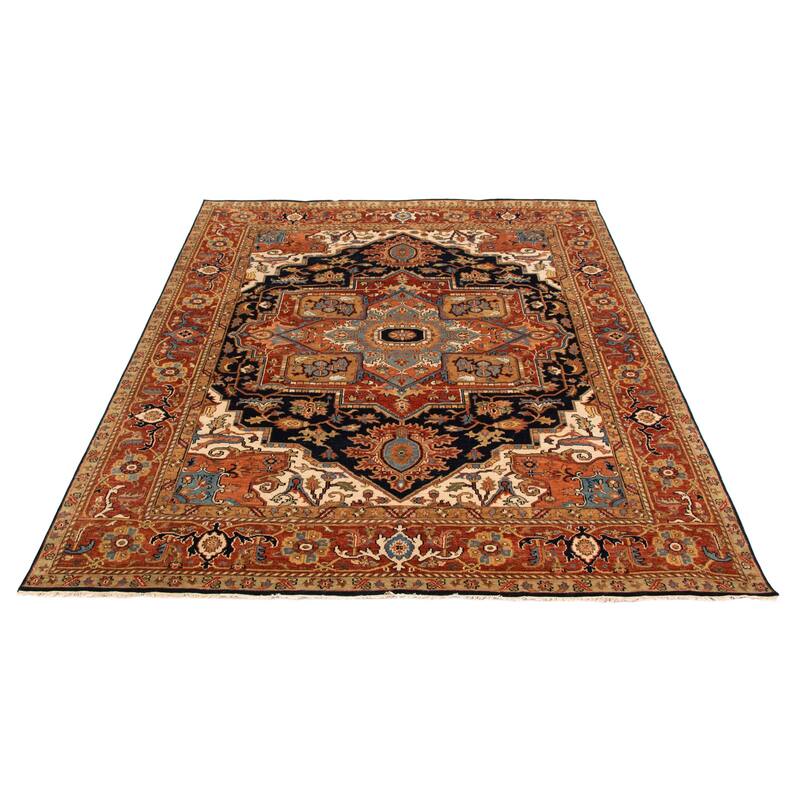ECARPETGALLERY Hand-knotted Jules Sultane Dark Navy Wool Rug - 8'0 x 9'11