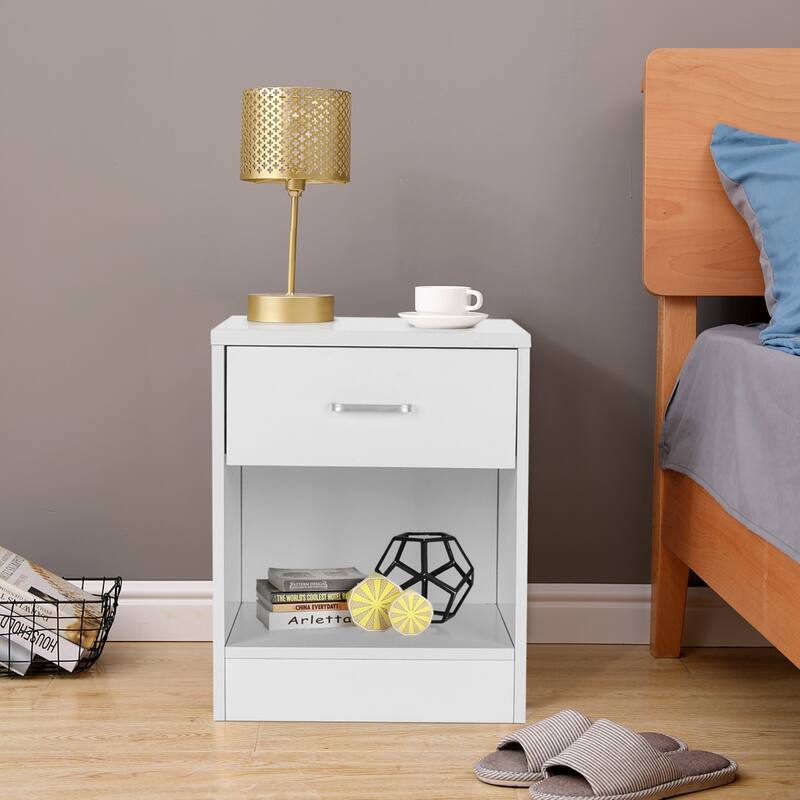 2pcs NightStands with Drawer, White Night Stands