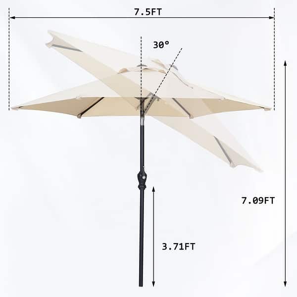 dimension image slide 8 of 17, Autlaycil 7.5FT Patio Umbrella with Tilt and Crank