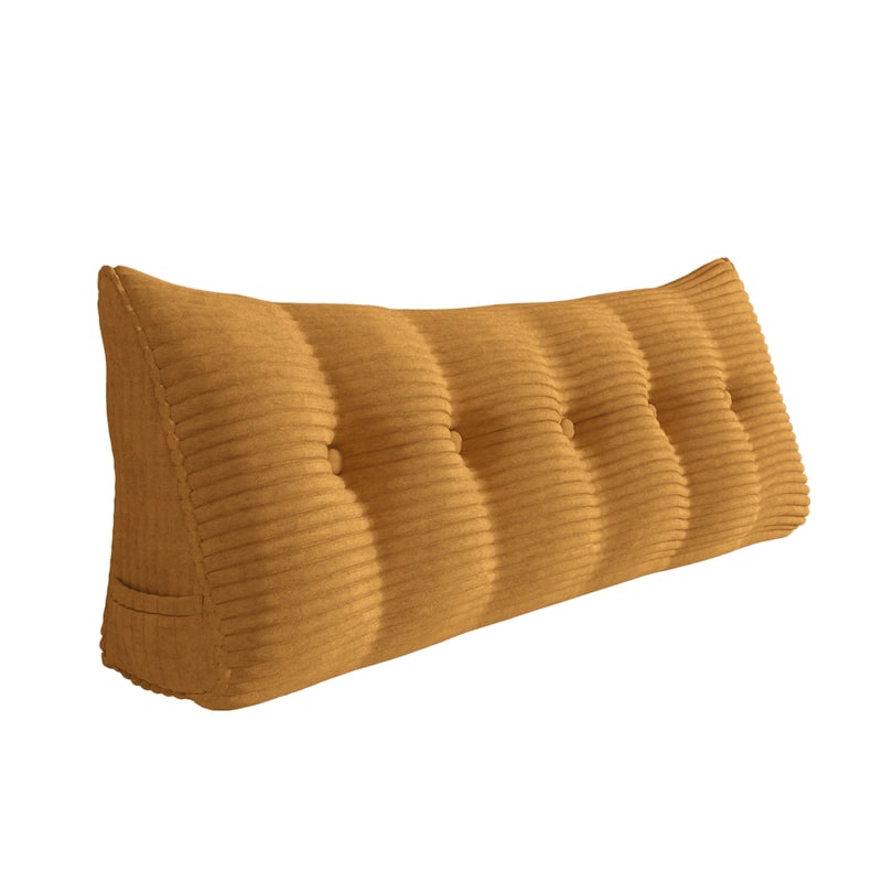 WOWMAX Headboard Reading Wedge Pillow Back Support Bed Rest TV Watch - Queen - Yellow