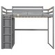 preview thumbnail 13 of 14, Gray Full Size Wood Loft Bed with Wardrobe and Storage Shelves