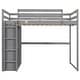 preview thumbnail 9 of 11, Grey Full Size Loft Bed with Storage Shelves & Wardrobe, Space Saving Wood Loft Bed Frame with LED Light for Kids Teens Adults