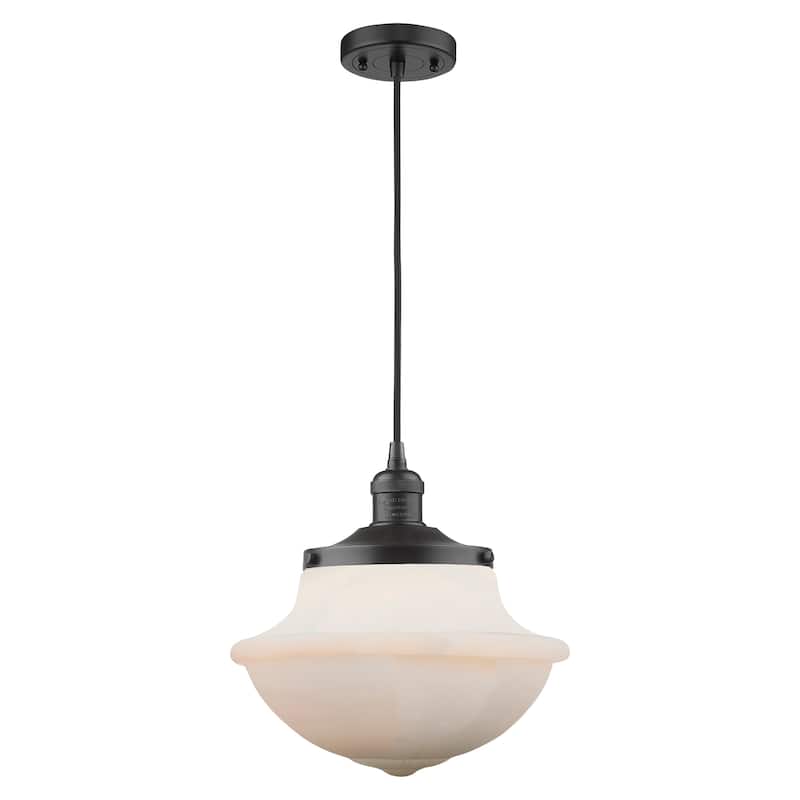 Innovations Lighting Franklin Restoration Oxford - 1 Light 12" Cord Hung Mini Pendant - Matte White/Matte Black