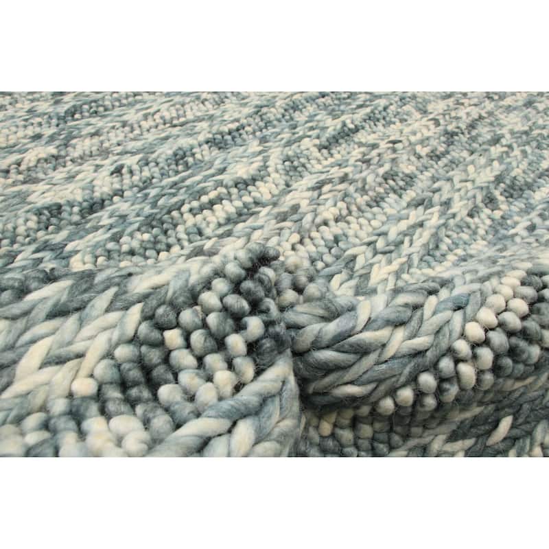 ECARPETGALLERY Braid weave Sienna Teal Wool Rug - 5'0 x 6'11