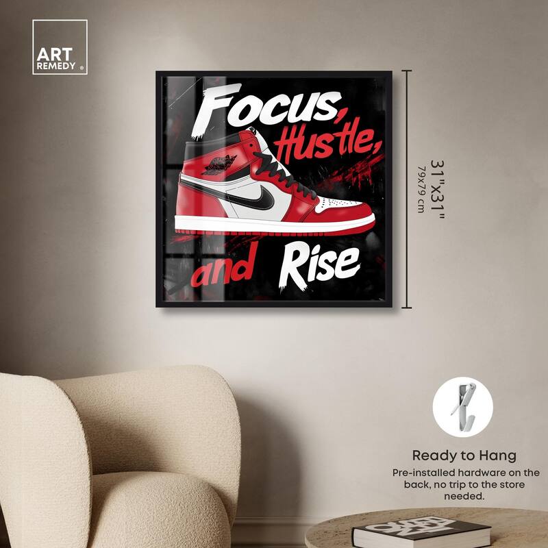 Hustle and Rise Sneaker Red Shadowbox by Art Remedy