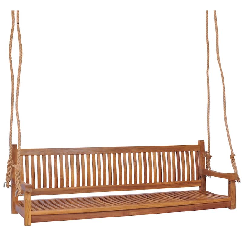 Chic Teak Elzas Teak Wood Outdoor Triple Porch Swing, 71 inch
