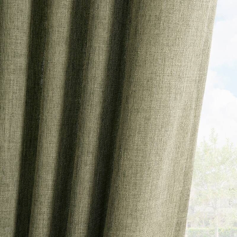 Exclusive Fabrics Basic Faux Linen Curtain Pair - 2 Panels - Light Filtering Window Curtains