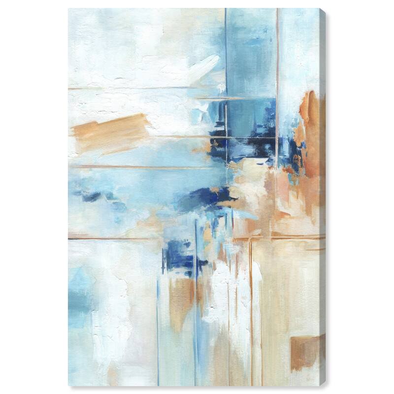Art Remedy House Of Lines I Gallery Wrapped Blue Abstract 1 Piece Canvas Wall Art - 10 x 15