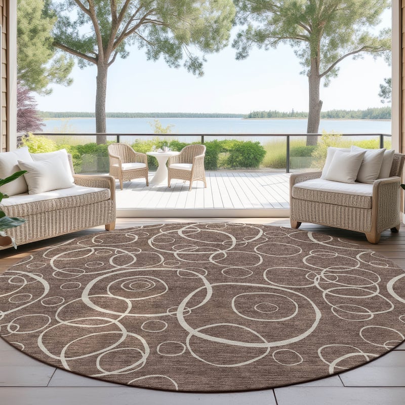 Machine Washable Indoor/ Outdoor Contemporary Nexus Chantille Rug - Brown - 8' x 8'
