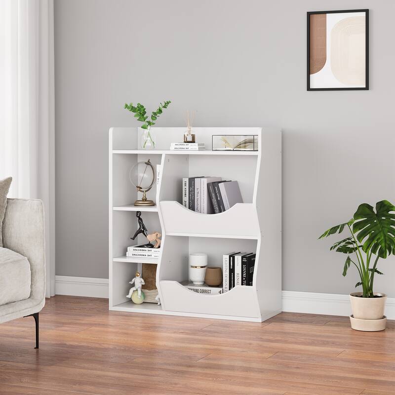 3-Tier Bookshelf Double Side Toy Shelf for Toys and Books