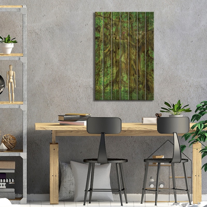 Big Leaf Maple Tree Draped With Club Moss, Hoh Rainforest, Olympic National Park, Washington State Print On Wood by Adam Jones