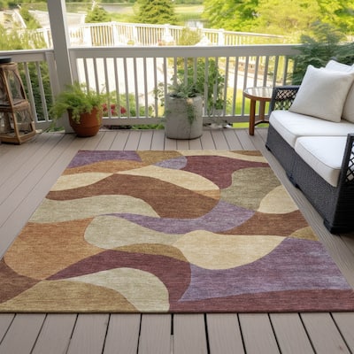 Machine Washable Indoor/Outdoor Modern Century Chantille Rug