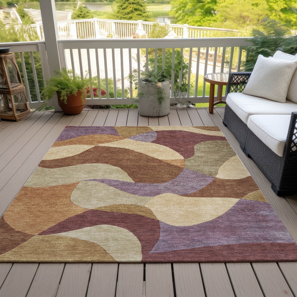 Machine Washable Indoor/Outdoor Modern Century Chantille Rug