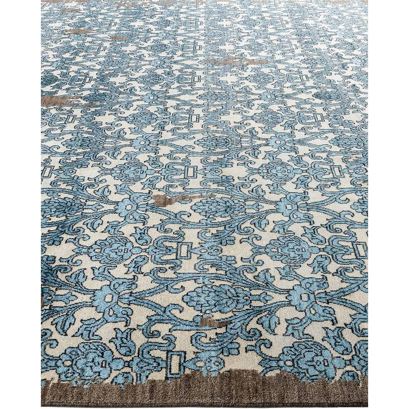 Ikat One-of-a-Kind Hand-Knotted Area Rug - Ivory, 9' 2" x 12' 1" - 9' 2" x 12' 1"