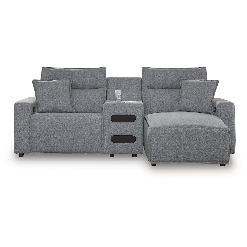 Signature Design by Ashley Modmax Gray 3-Piece Power Reclining Sectional with Chaise - 100" W x 63" D x 41" H