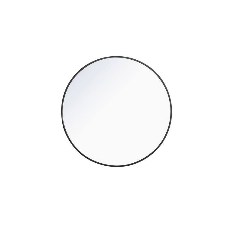 Strick & Bolton Prine 32-inch Metal Frame Round Mirror - Black - Black