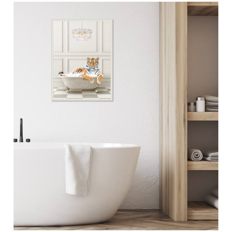 Kate and Laurel Sylvie Tiger Traditional Chandelier Bath Framed Canvas by Amy Peterson