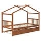 preview thumbnail 97 of 110, Creativity House Bed Twin/ Full Size Frame with Trundle for Boys Girls, Wood Platform Bed with Roof No Box Spring Needed
