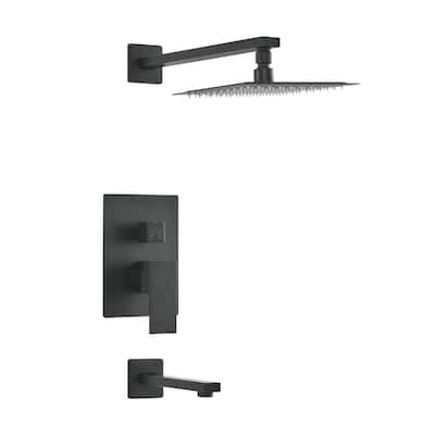 Concorde Single-Handle 1-Spray Tub And Shower Faucet In Matte Black (Valve Included) - 17.5" x 11.88" x 5.88"