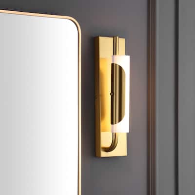 SAFAVIEH Home Lighting Collection Momo 16" Modern & Contemporary Wall Sconce - 5" W x 4" D x 16" H
