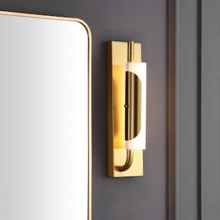 SAFAVIEH Lighting Igballe 16" Modern & Contemporary Wall Sconce - 5" W x 4" D x 16" H - Brass Gold - 16Wx5Dx4H