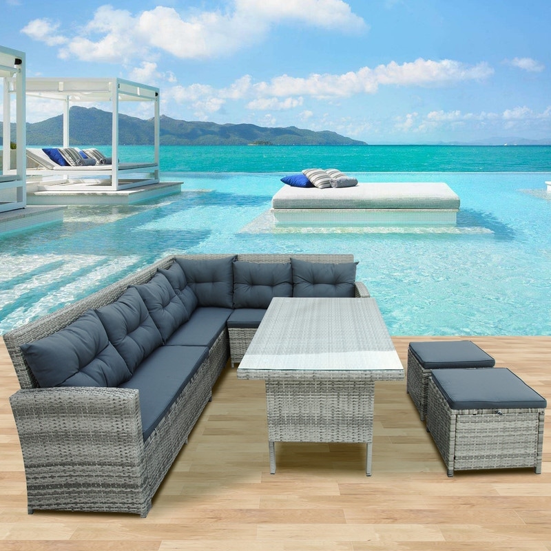 Patio set with ottomans new arrivals