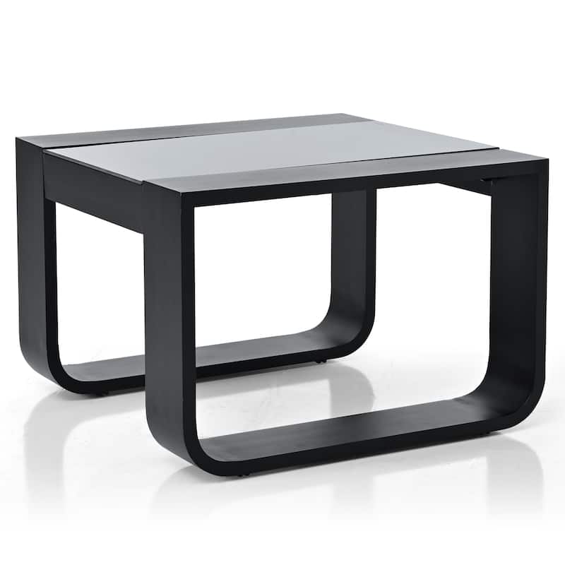3-Piece Outdoor Aluminium Chair Set with Coffee Table and Thick Cushion