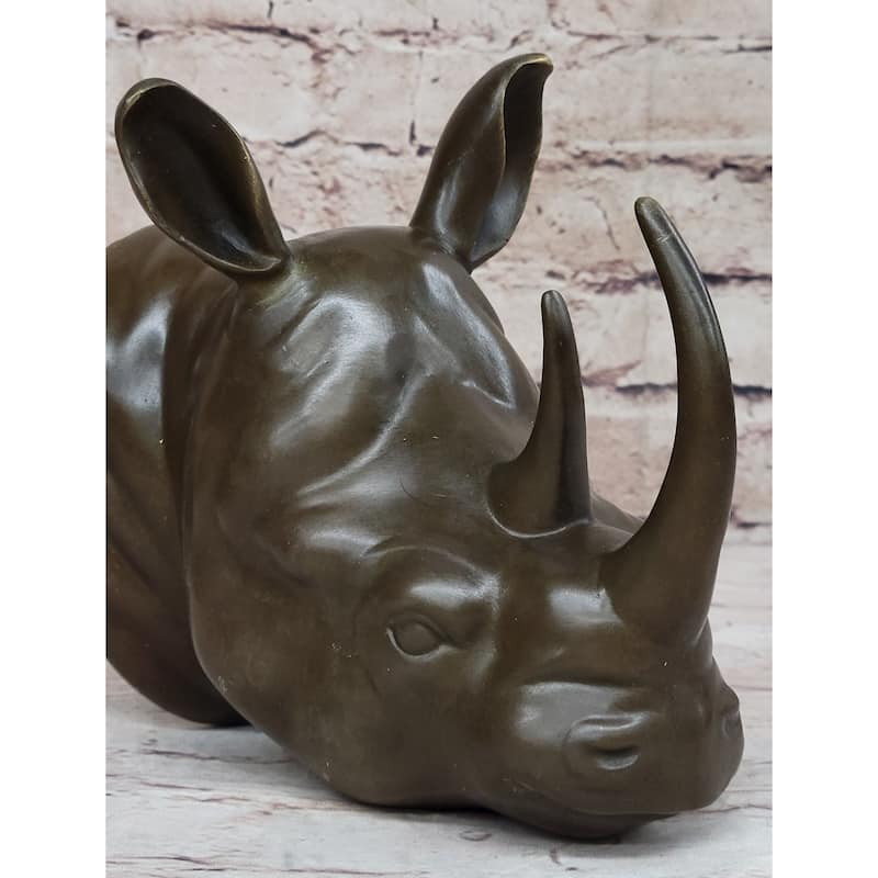 Signed Original Thomas Mighty African Rhinoceros Rhino Wall Mount Bronze Statue