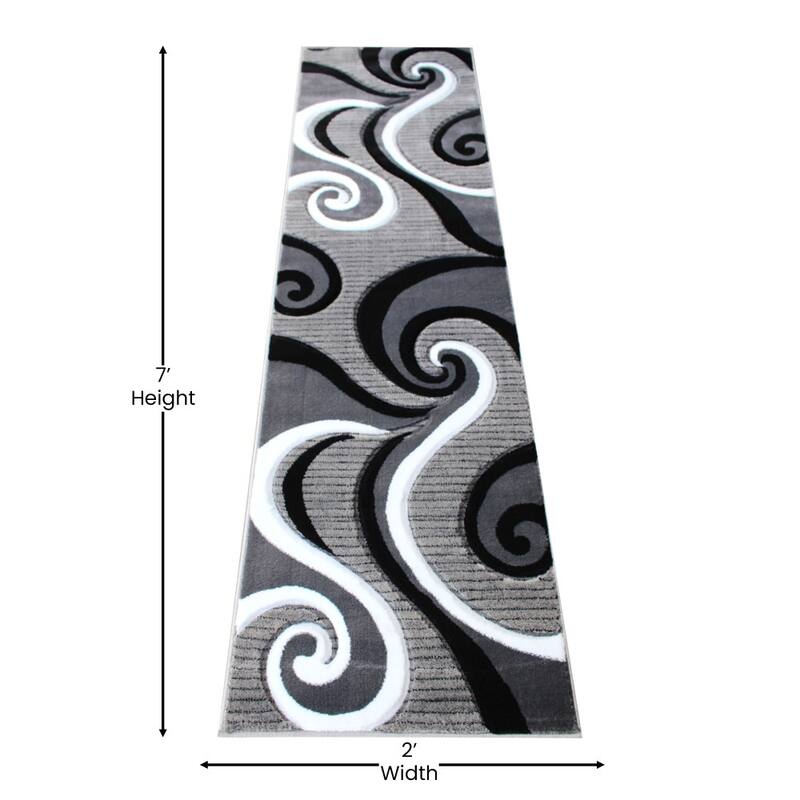 Modern High-Low Sculpted Swirl Design Abstract Area Rug
