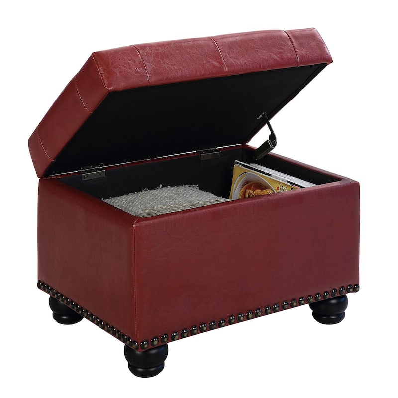Decorative Upholstered Storage Ottoman with Extra Storage Compartment and Padded Seat for Versatile Use